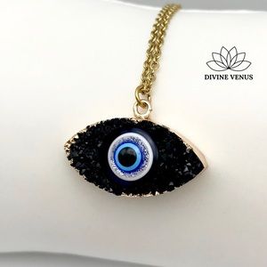 Evil Eye Druzy Necklace